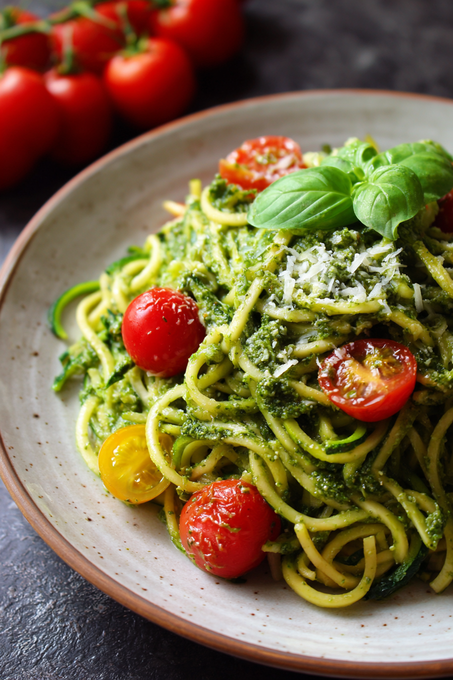 Zucchini Noodles with Pesto finished dish