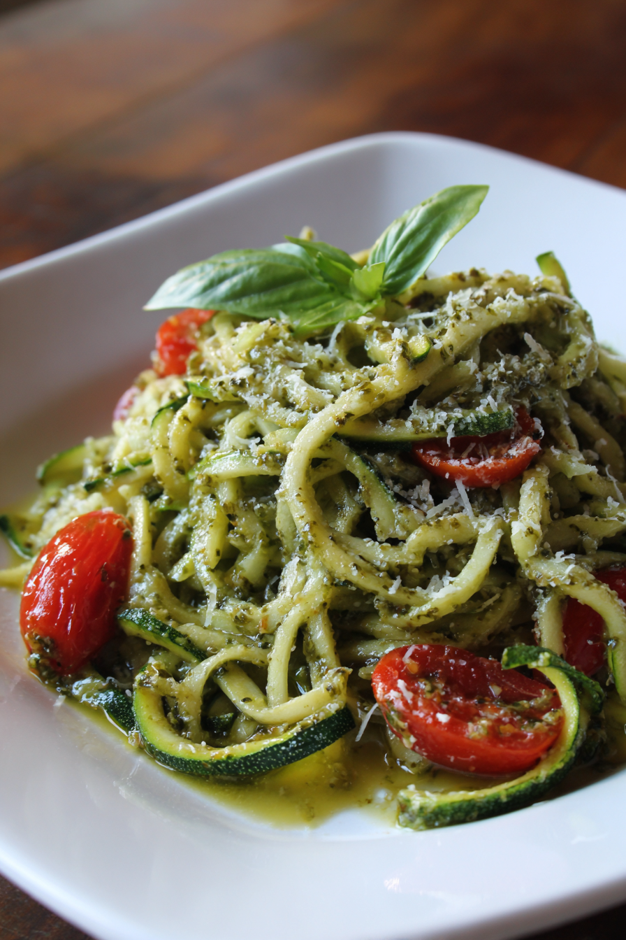 Zucchini Noodles with Pesto finished dish