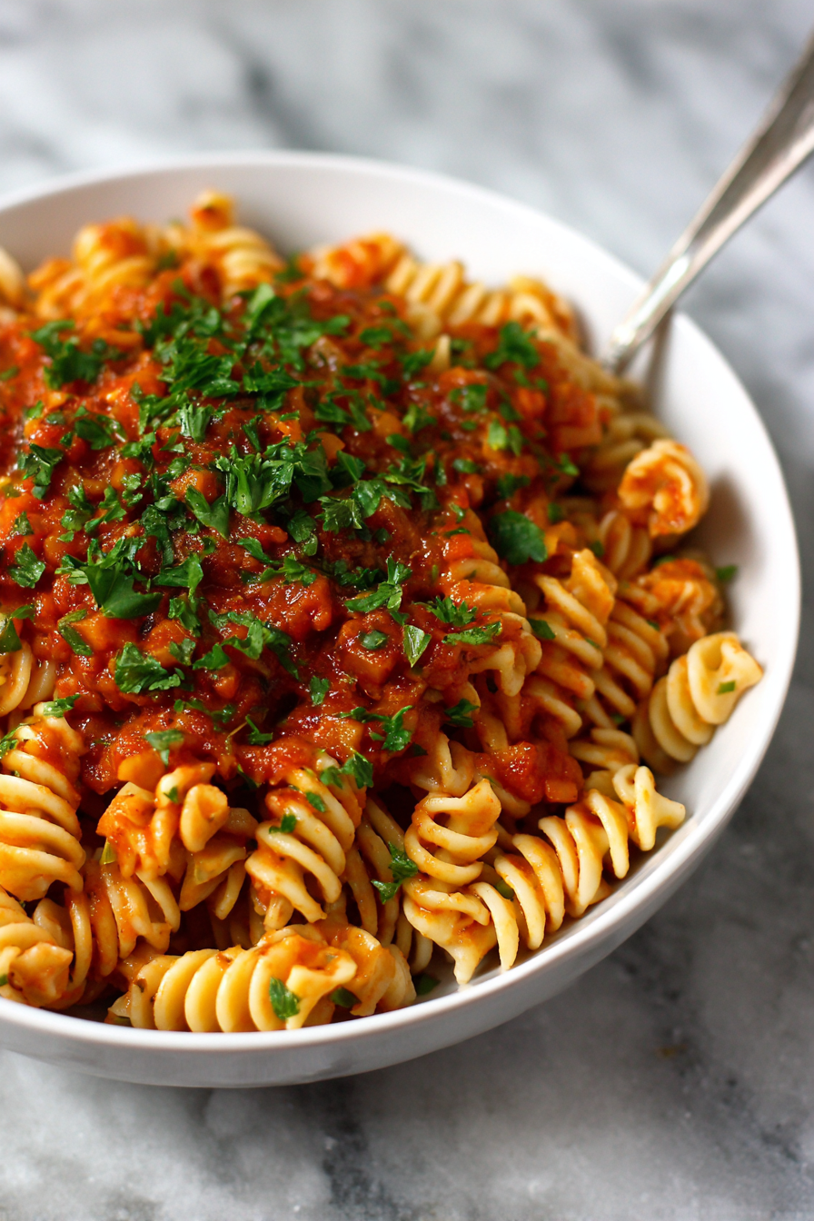 Hidden Veggie Pasta Sauce finished dish